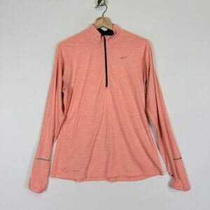 Nike Dri-Fit Women Large Melon Orange Reflective Thumbhole Running Track‎ Jacket